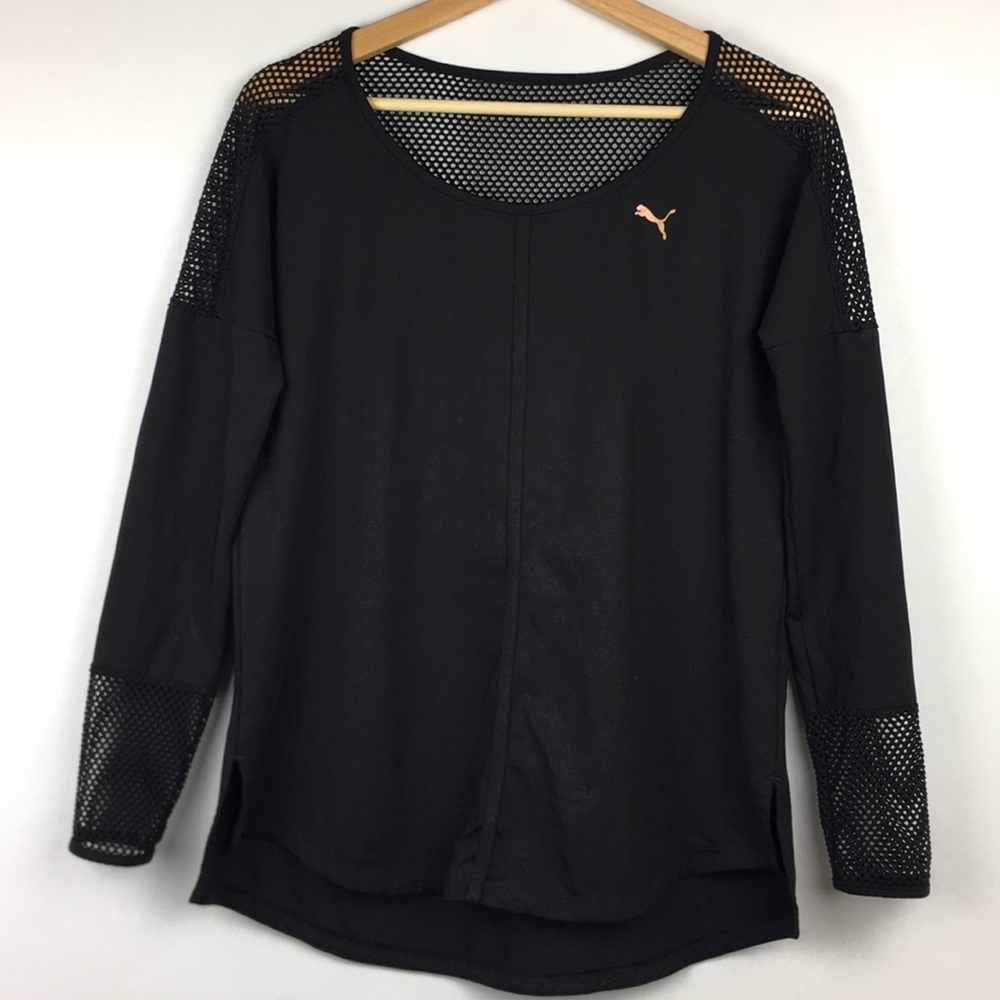 PUMA black long sleeve mesh top